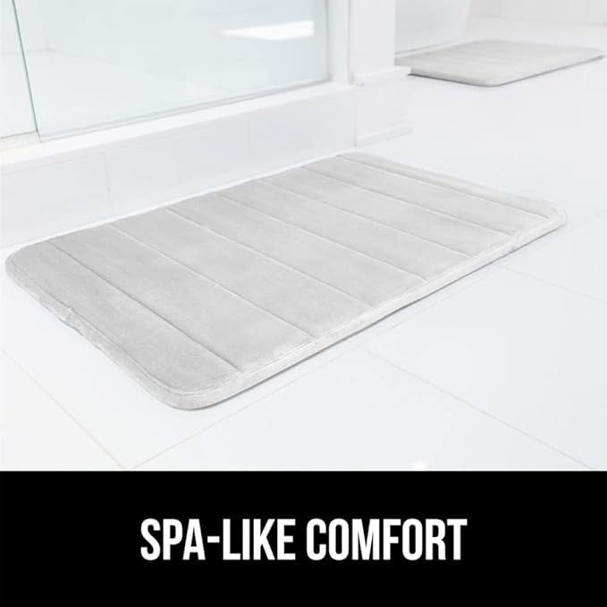 GORILLA GRIP Memory Foam Bath Mat, Soft Absorbent US Designed Bathroom Rug, Gripping Dots Machine Washable Bathmat, Cushioned Floor Mats, Shower Sink Rugs Room Décor Accessories, 36x24 Light Gray