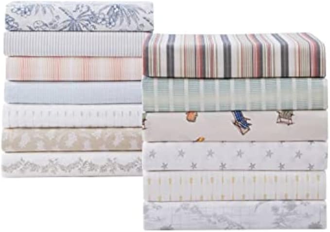 Tommy Bahama - Queen Sheets, Cotton Percale Bedding Set, Crisp & Cool, Stylish Bedding Set (Ala Moana Stripe Blue, Queen)