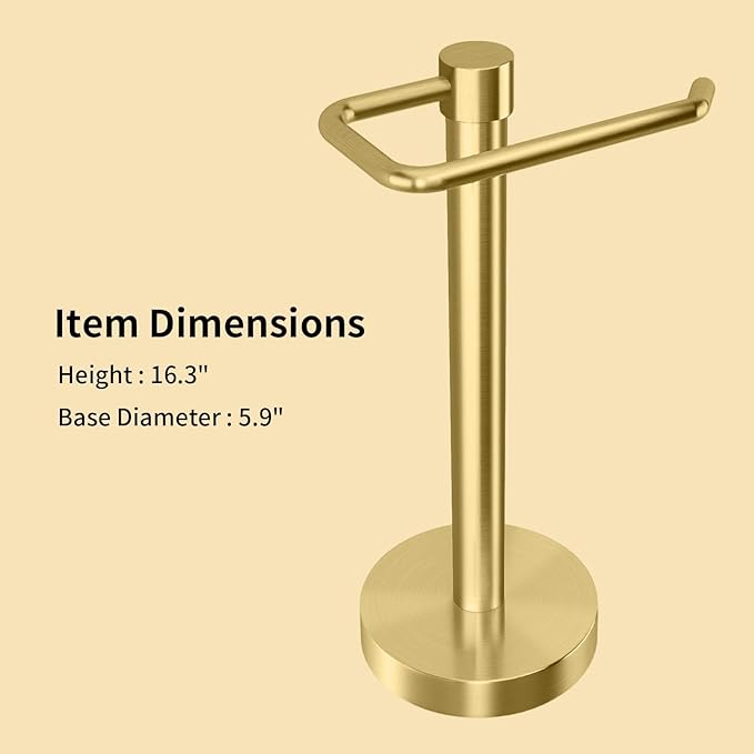 YUMORE Hand Towel Holder Stand Countertop Towel Rack Free Standing Towel Bar Hanger for Bathroom Kitchen (Gold)