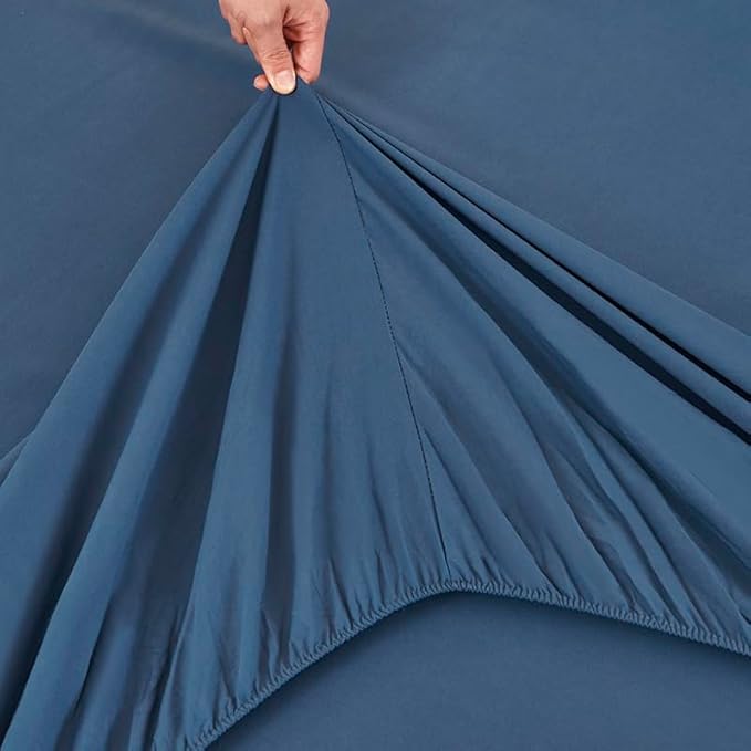 ANGIYUIN Blue Rainbow Kids Full Size Bed in A Bag with Sheets Cute Cloud and Rain Design Girls Comforter Set Soft Microfiber Bedding Set, Blue, Full