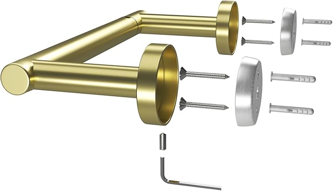 Gold Toilet Paper Holder - Metal Bathroom Flexible Pivoting Tissue Handle on Wall Mounted, SUS 304 Stainless Steel Adjustable TP Large Mega Roll Holder Classic Matte