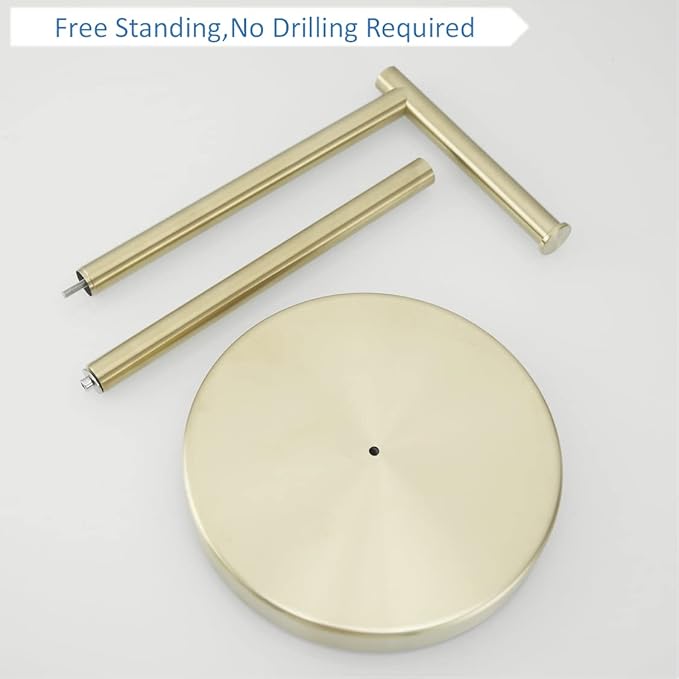 Free Standing Toilet Paper Holder Stand,Gold Bathroom Roll Tissue Dispenser,Rustproof Base SUS 304 Stainless Steel (Brushed Gold) SHUNLI