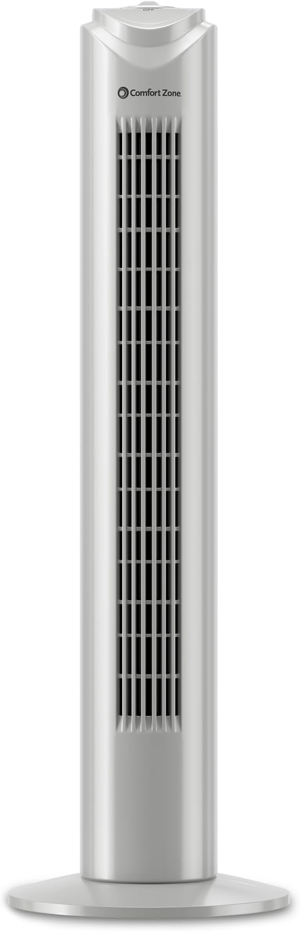 Comfort Zone Tower Fan for Bedroom, 32 inch, 3 Speeds, 90 Oscillation, Bladeless Indoor Fan, Built in Carry Handle, Portable Stand Fan, Gray