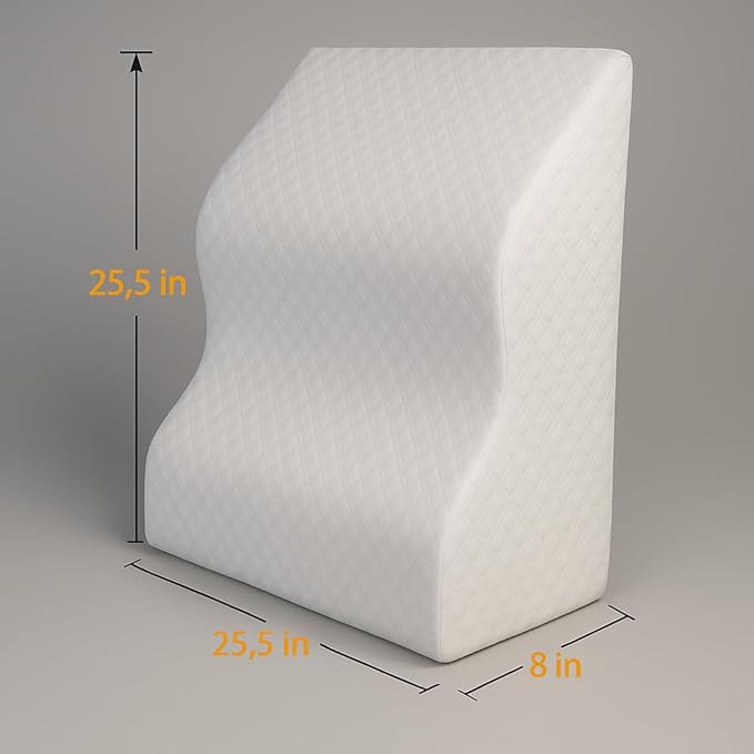 Fsa Eligible Wedge Pillow for Sleeping -Post Surgery Pillow -Unique Curved Design -Memory Foam- Incline Pillow for Elevation,Pregnancy,Reading,Back & Knee Support,Breathing –,Washable Cover
