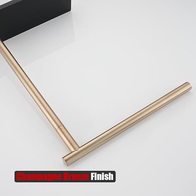 JQK Hand Towel Holder Stand Champagne Bronze, Modern Tree Rack Free Standing for Countertop with 12 Inch Bar, 304 Stainless Steel Thicken 0.8mm, HTT170-CB