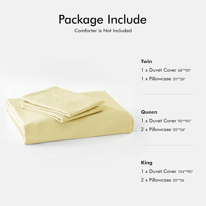 FOSSA Duvet Cover Set 100% Washed Cotton Linen Feel Super Soft Breathable Cozy 3 Pieces Bedding Sets Solid Pastel Yellow California King