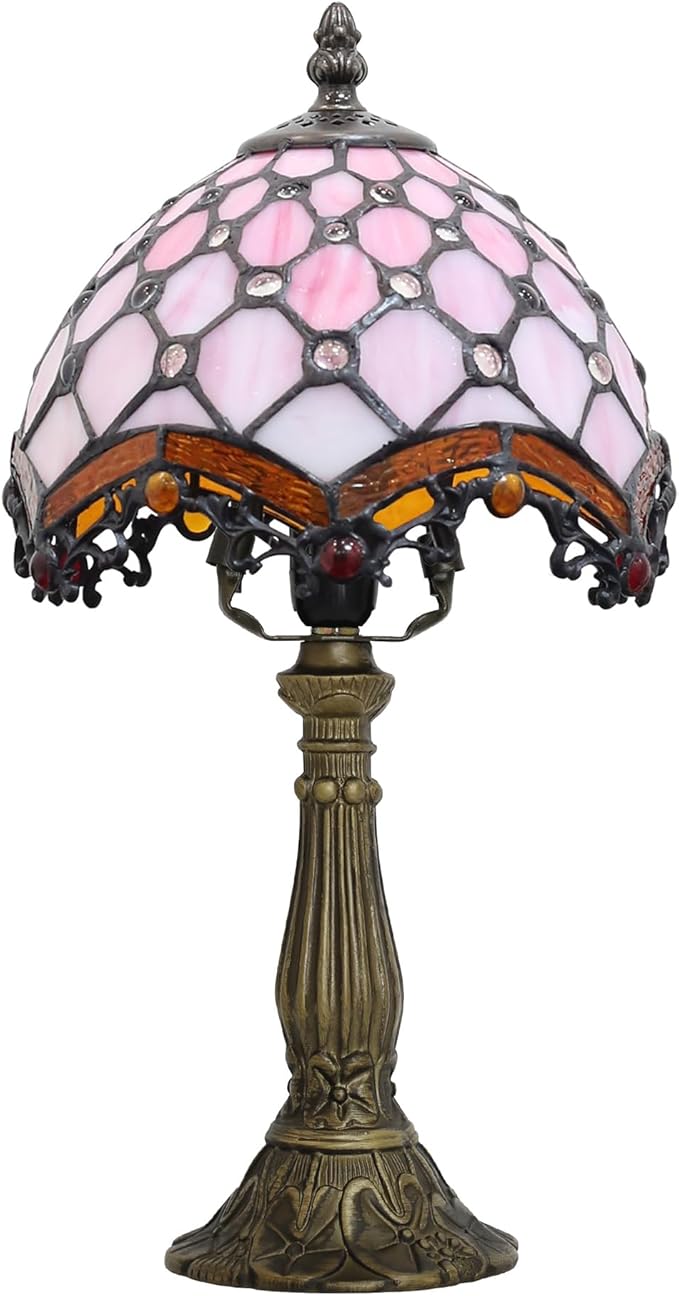 Tiffany Table Lamp Suitable for Bedroom Bedside Tables, Living Rooms, Tiffany lamp, Stained Glass Table lamp, Size 8×8×15 inches, can be Used as a Reading lamp in Home Offices