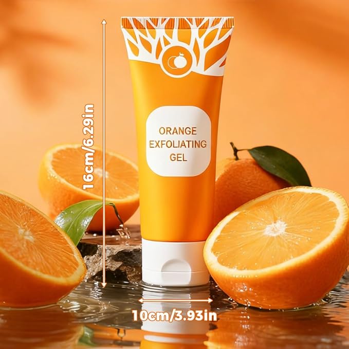 Orange Exfoliating Gel for Face & Body,Deep Pore Cleansing Gel Peeling Scrub,Remove Blackheads Moisturize Cleansing Scrub,Gentle Exfoliator for All Skin Types (Orange/3pcs, 100ML)