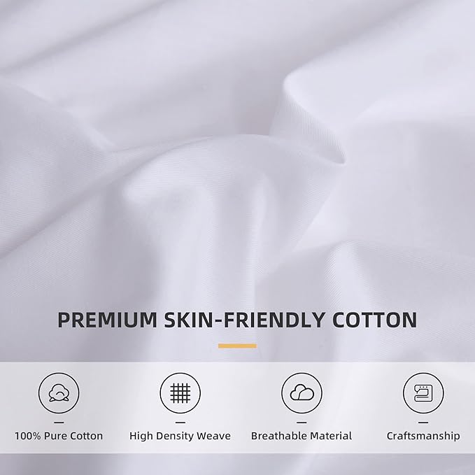 QSH Ruffle White Duvet Cover King Size-Washed Cotton Shabby Farmhouse Chic Ruffled Bedding 3pcs(1 Soft Linen Feel Cotton Duvet Cover +2 Ruffle Pillowshams) Aesthetic French Country King Bedding