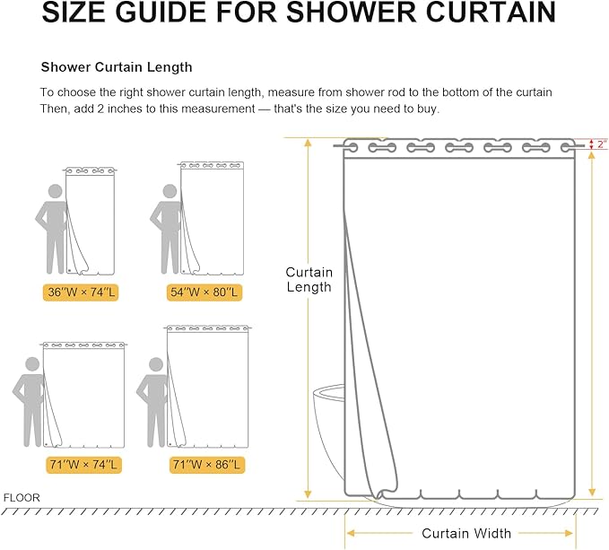 River Dream 36" W Stall Waffle No Hook Shower Curtain with Snap-in Liner,Cotton Blend Fabric Shower Curtain for Bathroom, White,36Wx74L