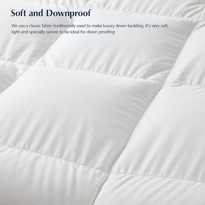 Pacific Coast Goose Feather Down Fiber Comforters Full Size, Extra Fluffy White Duvet Insert, Ultra-Soft, Breathable, All Season Hotel Luxury Bedding Comforters, 8 Corner & Center Loops (82"x86")