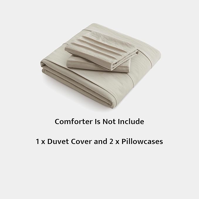 Oli Anderson Linen Grey Duvet Cover King Size - Pleated King Duvet Cover, 3PCS Soft and Breathable Textured Bedding Set with Zipper Closure (Linen, 104"×90")