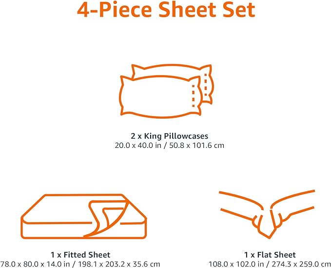 Amazon Basics Lightweight Super Soft Cooling, Wrinkle Free Luxury Microfiber 4-Piece Bed Sheet Set with 14-Inch Deep Pockets, King, Dark Teal, Solid