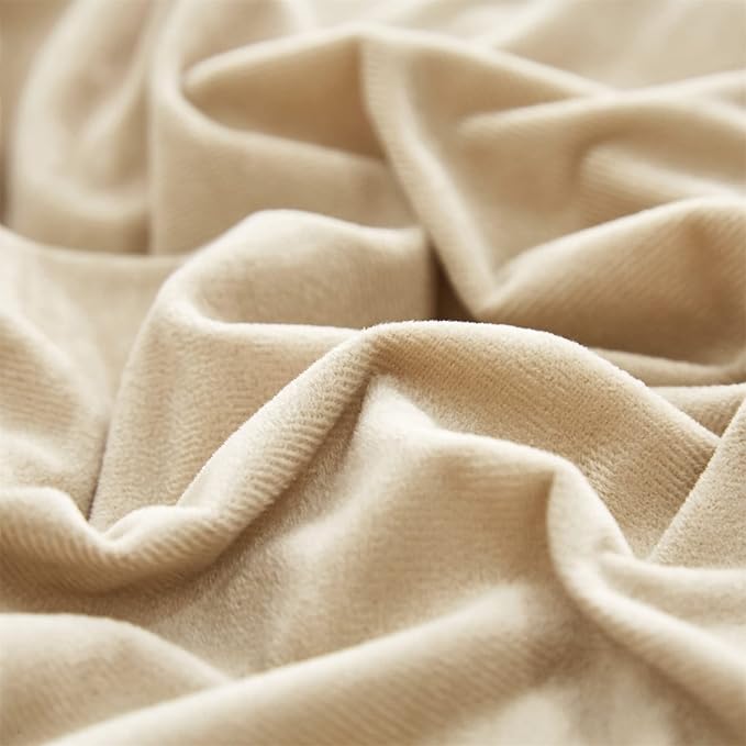 Cottonight Cream Coffee Velvet Comforter Set California King Khaki Bedding Comforter Set Dark Champagne Brown Solid Blanket Quilts Flannel Modern Winter Warm Taupe 3 Piece Light Coffee Bedding Set
