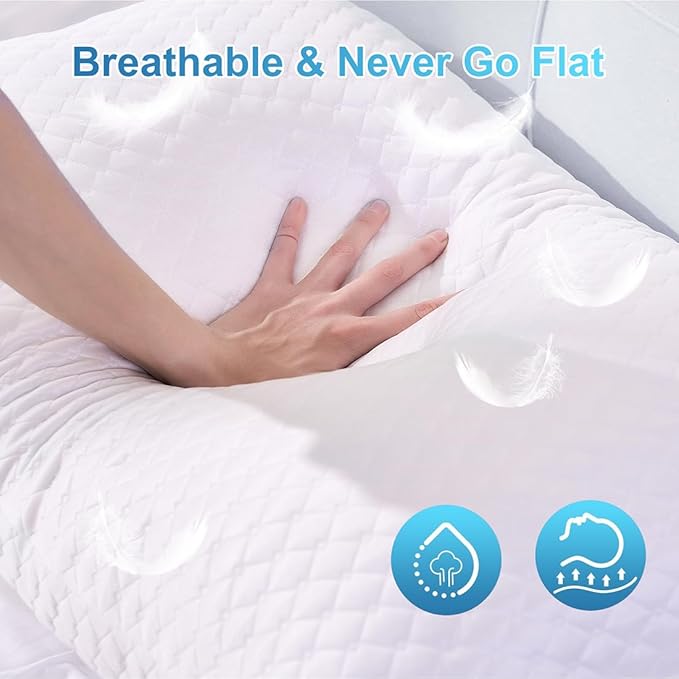 NTCOCO Cooling Bed Pillows for Sleeping Shredded Memory Foam Adjustable Gel for Side Stomach Back Sleepers Washable Removable Cover Standard Size Pack of 2