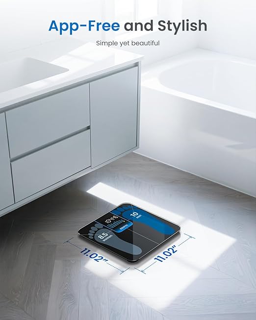 RENPHO Weight Scale with 7-Day Weight Trend, Digital Bathroom Scale for Body Weight with Large LED Display, High-Accurate Weighing Scale with Sturdy and Durable Base, 11.02", 400lbs, Core 1X