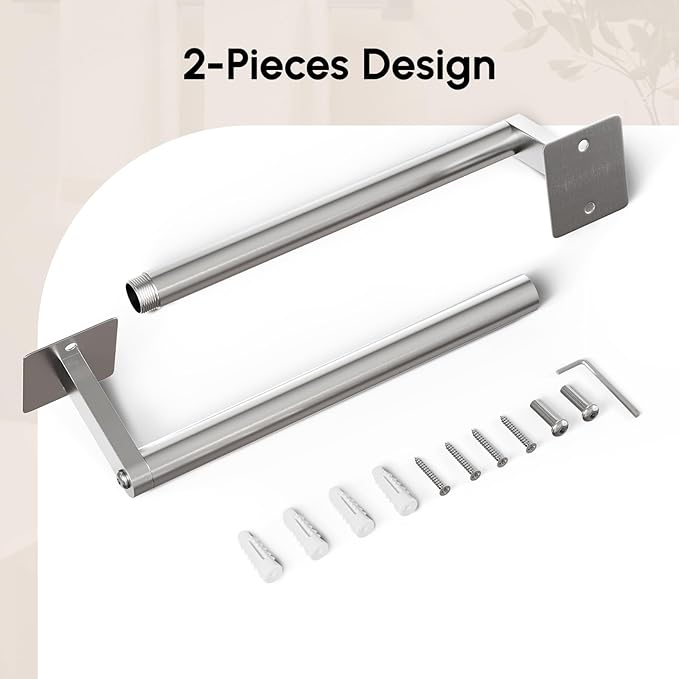 USHOWER Brushed Nickel Towel Bar, 18 Inch Towel Racks for Bathroom Wall Mounted, Heavy Duty Stainless Steel Towel Holder, Easy Installation (Total Length 20 Inch)