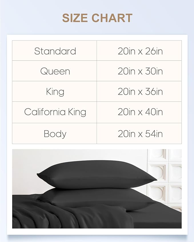 THXSILK Mulberry Silk Pillowcase for Hair and Skin, 100% Mulberry Silk Body Pillowcase 22 Momme, Soft and Breathable Silk Pillow Case with Hidden Zipper, Body Size Pillow Case 20"x54"(Black)
