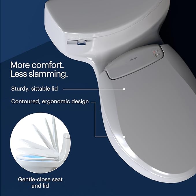 Brondell L60-EW LumaWarm Heated Nightlight Elongated Toilet Seat, White
