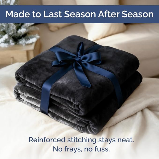 Ultra Soft Fleece Blanket King Size - Flannel Fleece Luxury King Blanket - Lightweight for Couch Bed Chair - Thick, Warm and Breathable - All Season Cozy Fuzzy, Anti-Static Microplush Bedding, Black