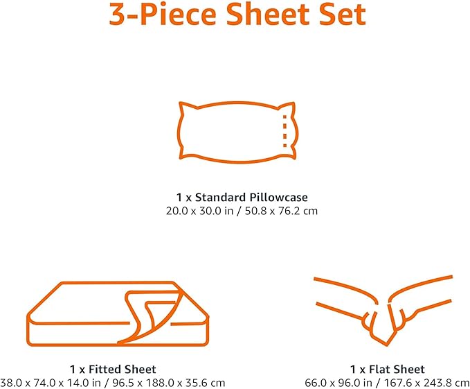 Amazon Basics Lightweight Super Soft Easy Care Wrinkle Free Microfiber 3 Piece Bed Sheet Set with 14-Inch Deep Pockets, Twin, Light Gray, Solid, Kids, Men & Women Bedding (Pack of 4)