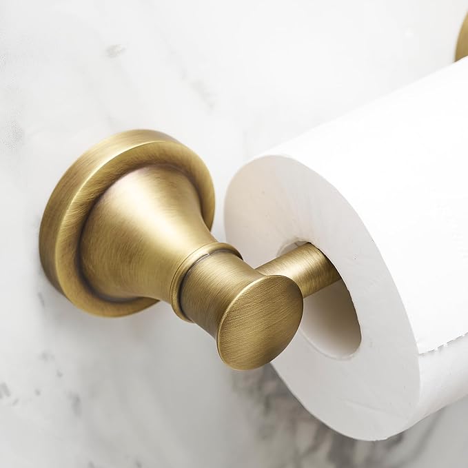 Hoimpro Wall Mounted Rustproof Toilet Tissue Paper Holder Bathroom Accessories Toilet roll Paper Hanger, Antique Brass