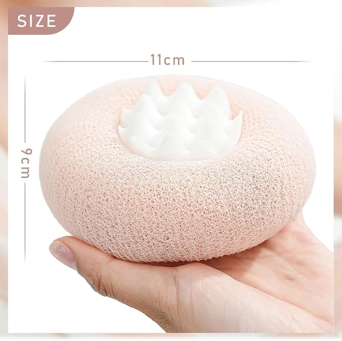 Super Soft Sunflower Suction Cup Bath Ball, ponge Mesh Pouf Shower Ball for Women, Men Shower,2024 Upgraded 2-in-1 Sunflower Bath Ball,Exfoliating Bath Sponge Cleaning Brush. (Purple+Yellow)