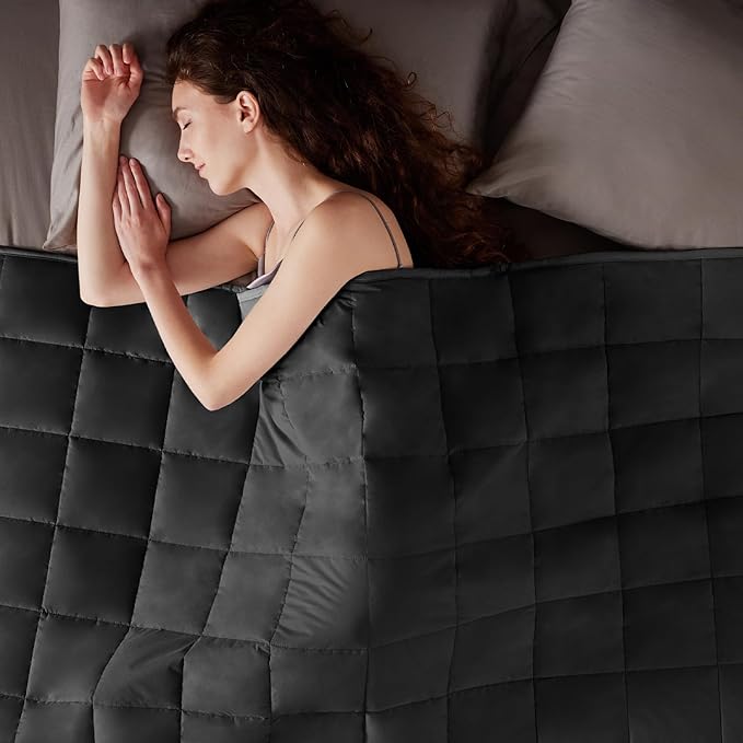 Weighted Blanket Twin Size (48"x72" 10lbs),Ultra Soft and Cozy Cooling Weighted Blanket for Adult,Heavy Blanket with Machine Washable Soft Blanket, Black