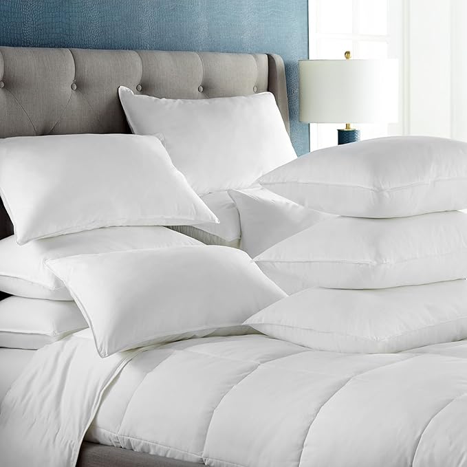 DOWNLITE 10-Pack Set of King Size Hypoallergenic Down Alternative Bed Pillows – Soft/Medium Density, for Stomach & Back Sleepers – Machine Washable & Dryable – Assembled in The USA