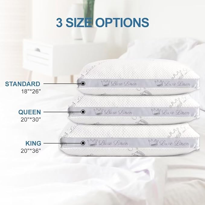 Organic Cotton Standard Bed Pillows, Shredded Memory Foam Pillows, Adjustable Bed Pillow for Sleeping, 18"x26"Organic Cotton Bed Pillows for Side, Back, Stomach Sleepers๏ผPack of 1๏ผ