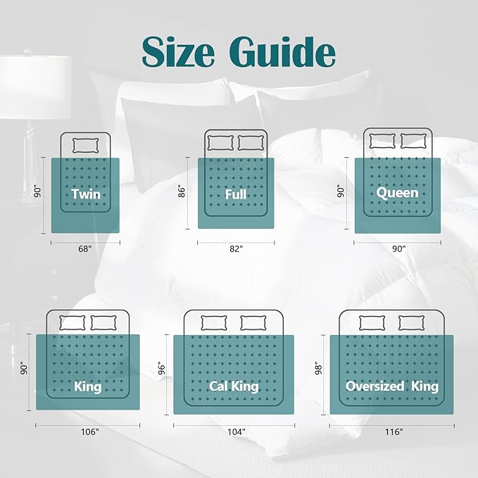 Goose Feather Down Fiber Comforter King Size, 100% Cotton Cover Ultra Soft Fluffy King Duvet Insert, Luxurious Hotel Bedding Comforter for All Season, White 106"x90"
