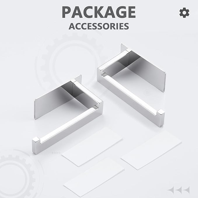 LANC Chrome Toilet Paper Roll Holder, Self-Adhesive Tissue Holder Wall Mounted for Bathroom Office Stick On Toilet Paper Holder with Stainless Steel Silver Left and Right 2 Pack, A8307CP-LRP2