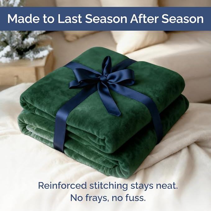 Ultra Soft Fleece Blanket King Size - Flannel Fleece Luxury King Blanket - Lightweight for Couch Bed Chair - Thick, Warm and Breathable - All Season Cozy Anti-Static Microplush Bedding, Forest Green