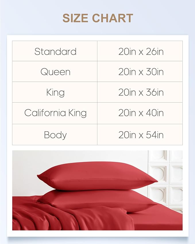 THXSILK 100% Pure Mulberry Silk Pillowcase for Hair and Skin, Highest 6A+ Grade 22 Momme Silk Pillow Case Standard Size, Silk Pillowcase with Zipper (Red, Standard Size 20"x26")