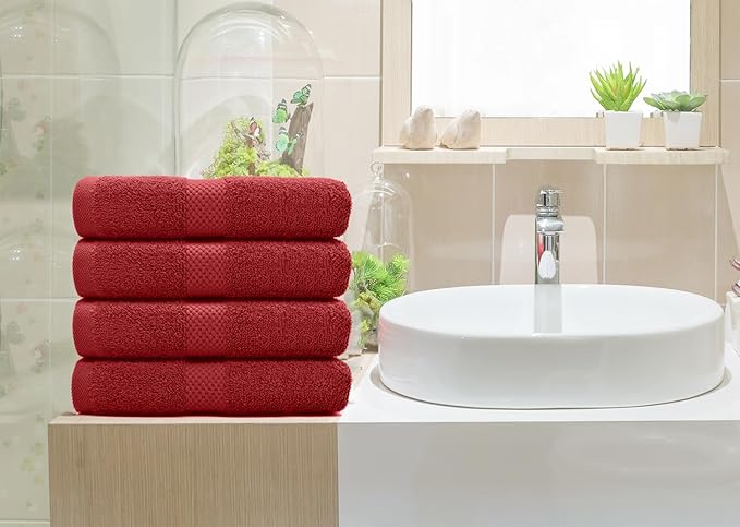 DAN RIVER 6-Pack Premium Hand Towels (16x28 Inches) - 100% Cotton, Ultra Soft, Lightweight, Highly Absorbent Towels for Bathroom, Spa, Gym, Salon, Hotel, and Travel - 550 GSM โ Red