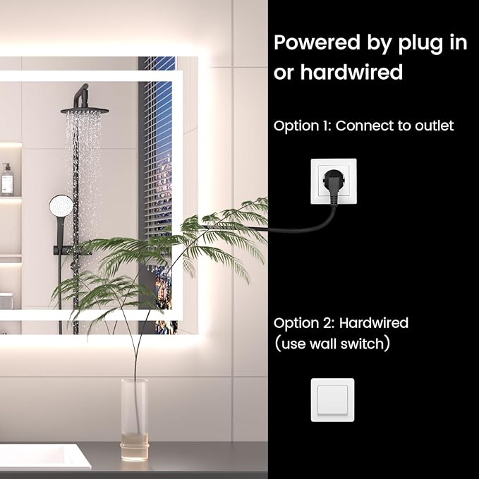 30x30 LED Bathroom Mirror with Lights, Anti-Fog, Backlit + Front Lit (CRI>90), Lighted Bathroom Vanity Mirror for Wall, Memory Function, Dimmable, Tempered Glass, Shatter-Proof, ETL Listed