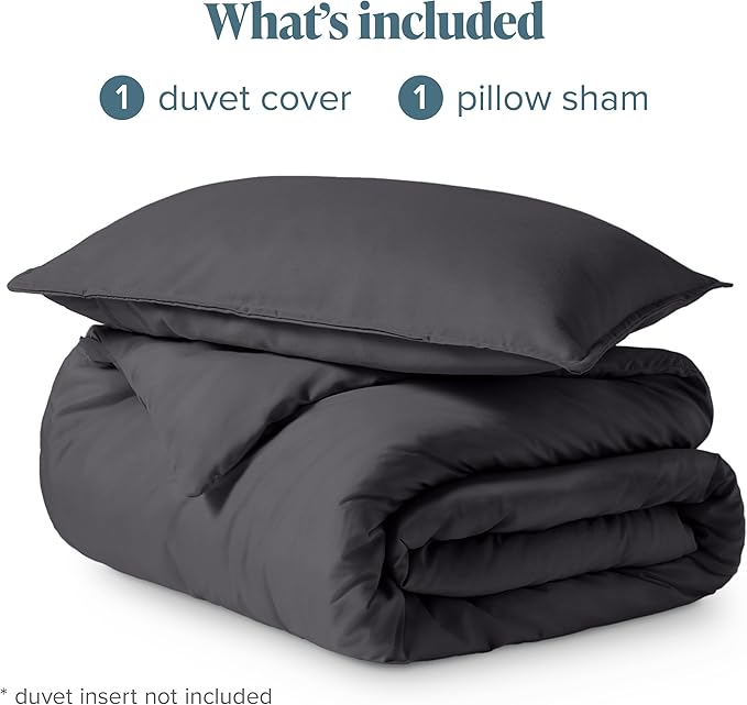 Bare Home Bedding Duvet Cover Extra Long Size - Premium 1800 Super Soft Collection - Lightweight, Cooling - Soft Breathable Bedding Duvet Cover (Twin/Twin XL, Forged Iron Grey)