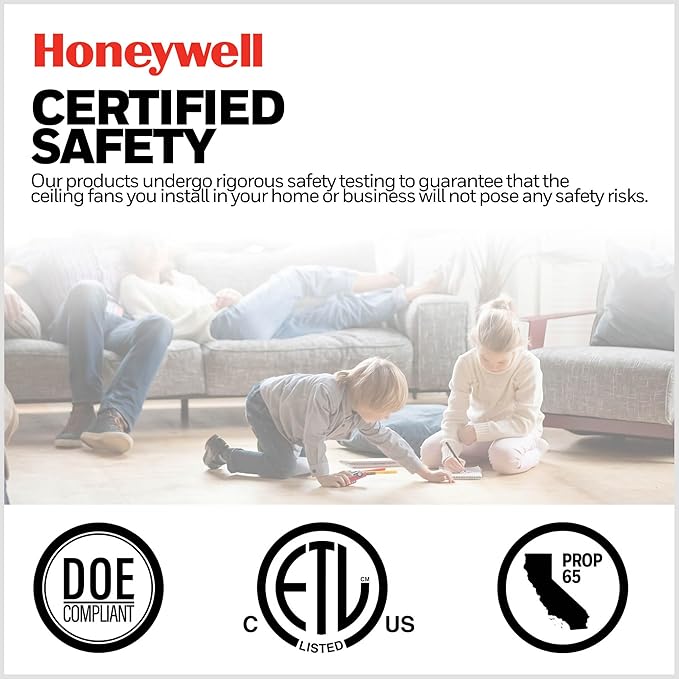 Honeywell Ceiling Fans Carnegie Industrial 52 Inch Ceiling Fan with Light, Remote Control Fan, LED Indoor Fan with 5 Blades, Black Oak and Brown Mopane Blade Finish Options, Copper (51459-01)
