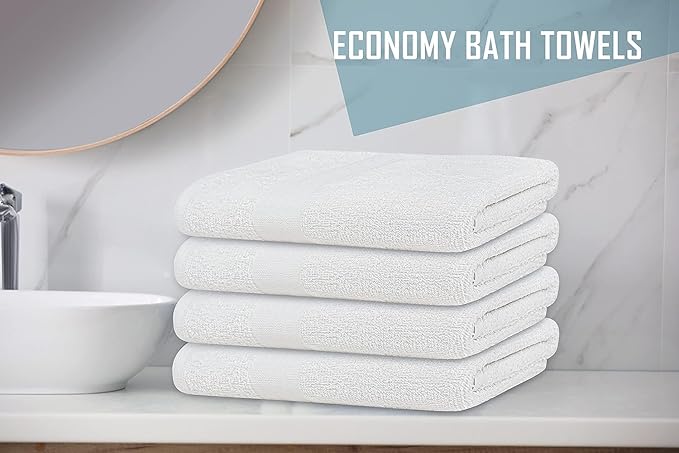 100% Cotton Bath Towel Set Pack of 60|500 GSM|Soft Large Bath Towel|Super Absorbent|Quick Dry|Ideal for Pool Home Gym Spa Hotel|Perfect for Daily Use|Bath Towel Set 24 x 48 Inches|White