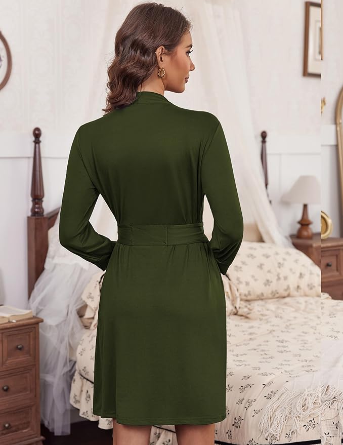 HOTOUCH Womens Robe Lightweight Short Knit Bathrobe Soft Ladies Sleepwear with Pockets