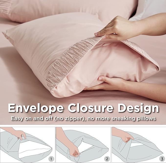 Bedsure King Size Sheets Set - 4 Pieces Soft King Sheets - Breathable & Cooling - Hotel Luxury - Easy Care Polyester Microfiber Bedding for Women, Men, Dusty Pink