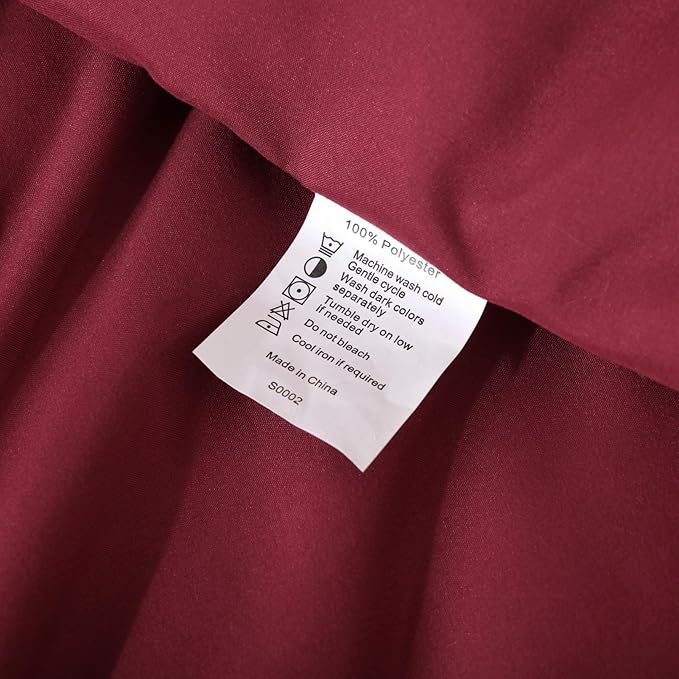 ROSGONIA Twin Comforter & Pillowcase for College Girls & Boys - Dark Red, Lightweight Dorm Bedding
