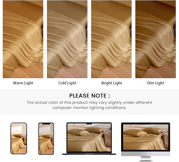 THXSILK 100% Pure Mulberry Silk Duvet Cover Set 3 Piece, 6A+ Grade Luxury Soft Bedding Silk Sheets for Hair and Skin, 1 Pcs Quilt/Comforter Cover with 2 Zippered Pillowcases (Metallic Gold, Full)