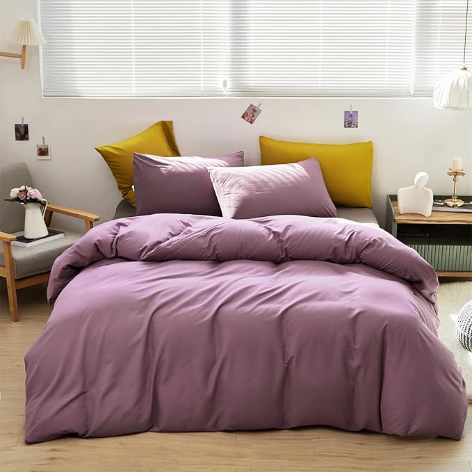Cottonight Purple Comforter Set California King Dusty Purple Bedding Comforter Set Pale Mauve Blanket Quilts Soft Breathable Lilac Soft Breathable 3 Piece Comforter Set for Cal King Bed