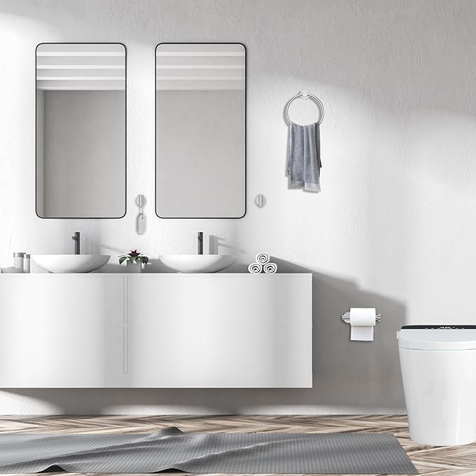 Brushed Nickel Bathroom Hardware Set,4-Piece Bathroom Accessories Set Include Towel Ring,Toilet Paper Holder and 2 Towel Hooks,Stainless Steel Wall-Mounted