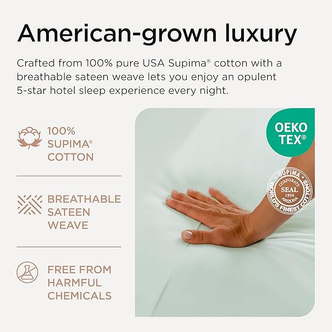 Threadmill Full Size Sheets | 600 Thread Count Bed Sheets Set with 16” Deep Pocket for Full Size Mattress | Sateen Weave 4-Piece Bedding Set with Cooling Effect | Seaglass