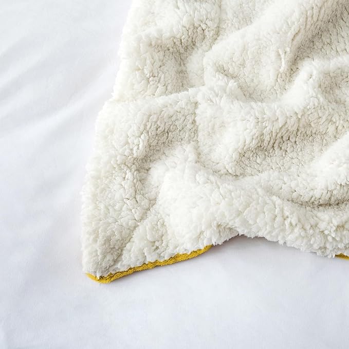 IR Imperial Rooms Gold Sherpa Fleece Throw Blanket for Bed - Wholesale Bulk Pack of 16 Sherpa Blankets - Soft Fluffy Throw Blankets for Hotels, Guest Bedroom (Yellow, 50x60 Inches)