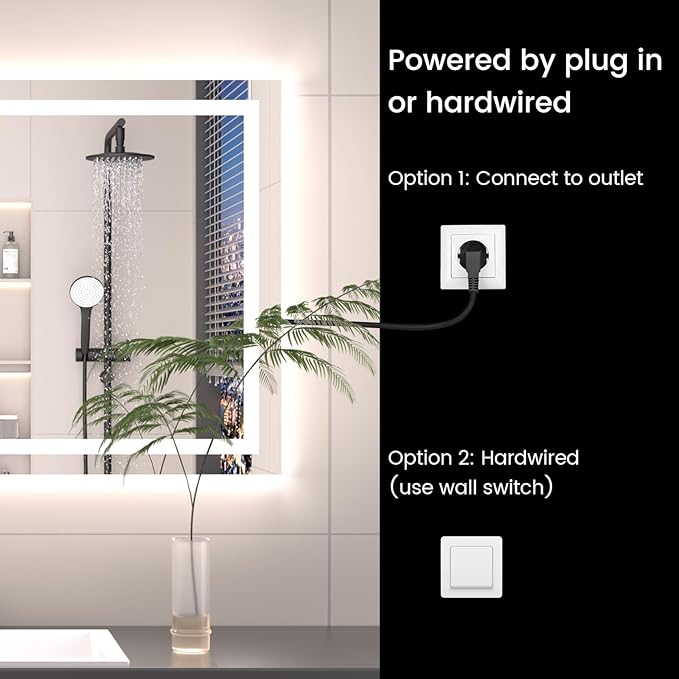 40X24 LED Bathroom Mirror with Lights, Anti-Fog, Backlit + Front Lit (CRI>90), Lighted Bathroom Vanity Mirror for Wall, Memory Function, Dimmable, Tempered Glass, Shatter-Proof, ETL Listed