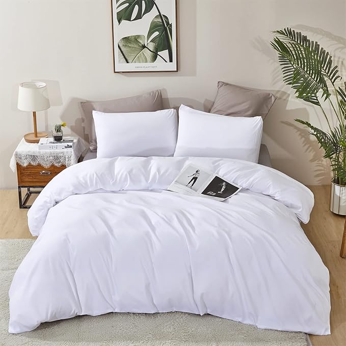 KAREVER White Fluffy Comforter Set Cal King Women Soft Durable Beddig Comforter Set MenLightweight Breathable California King