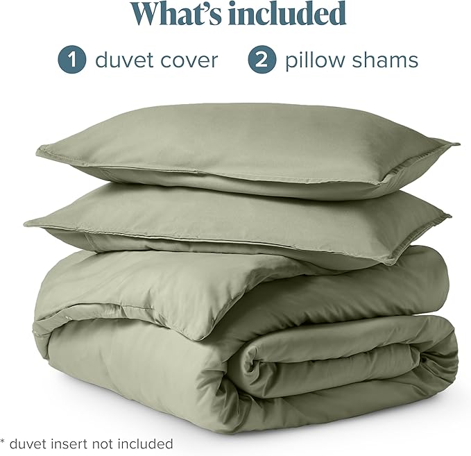 Bare Home Bedding Duvet Cover California King Size - Premium 1800 Super Soft Collection - Lightweight, Cooling - Soft Breathable Bedding Duvet Cover (Cal King, Sage)